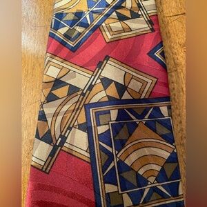 Vtg Generra Mens Tie Necktie 58” Blue Tan Brown Red